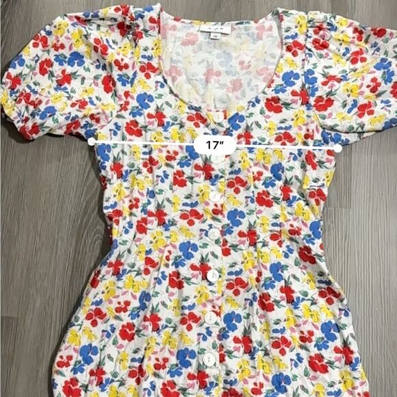 Rixo x Target Multicolor Floral Linen‎ Blend Retro Short Sleeve Dress Size 12 - Picture 9 of 10